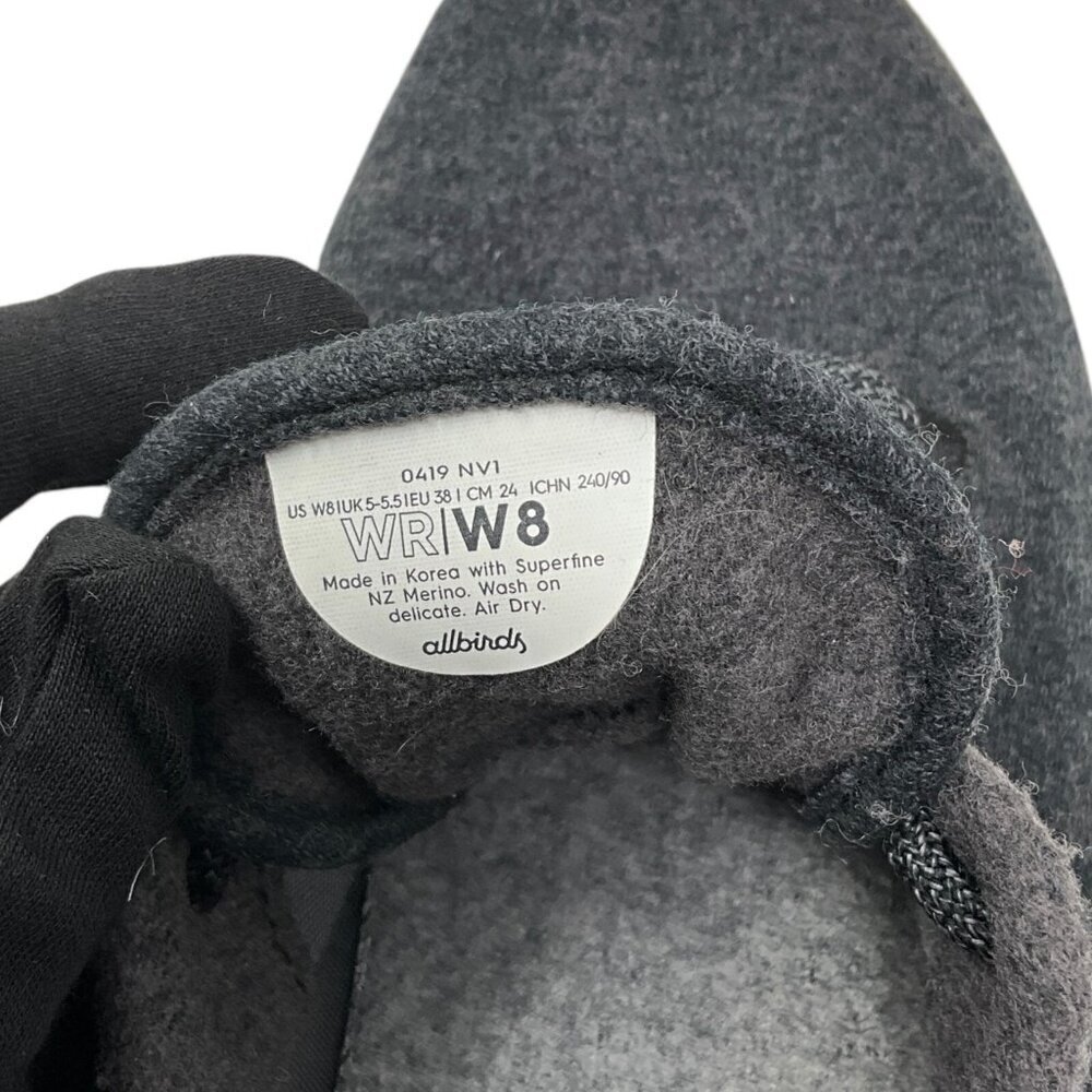 Allbirds Wool Runner Sneakers Charcoal Gray US Size 8 Women's Trainers Lace Up - Picture 12 of 13